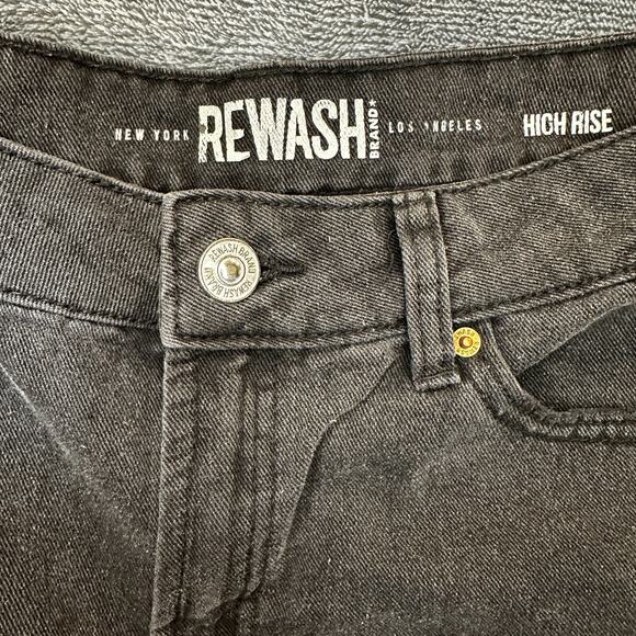 Rewash Brand Jeans Womans 9/29 Black Denim High Rise Raw Hem Distressed Stretch - Picture 4 of 12